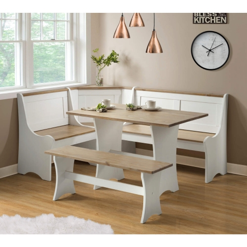 Parkside Corner Dining Nook Set in Driftwood & Antique White